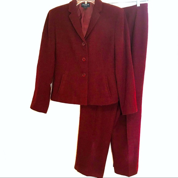 Ann Taylor Other - Ann Taylor Petites 2-Piece Wool Pant Suit Maroon